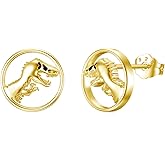 925 Sterling Silver Hypoallergenic Animal Stud Hoop Leverback Earrings Dinosaur/Cow/Frog/Raccoon/Giraffe/Octopus/Corgi Earrings Jewelry Gifts for women