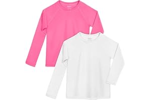 Poroka 2 Pack Girls and Toddlers' UPF 50+ Long-Sleeve Rashguard Swim Shirt Lightweight Sports Athletic Tee Outdoor