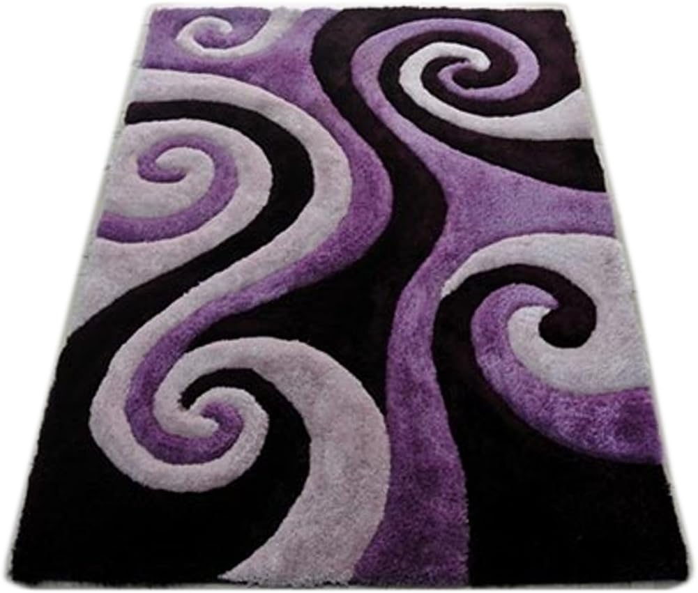 Modern Masada Rugs Shag Area Rug Design 3-D 805 (Purple, 8 Feet X 10 Feet)