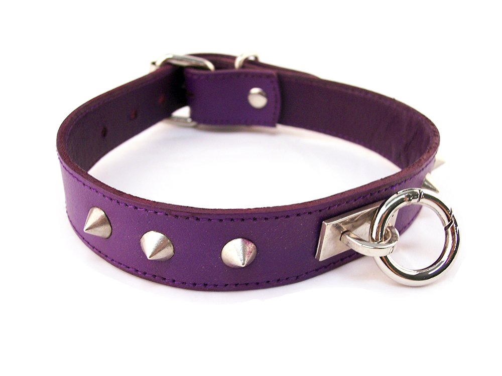 Rouge Garments O Ring Studded Collar ,One Size,Purple