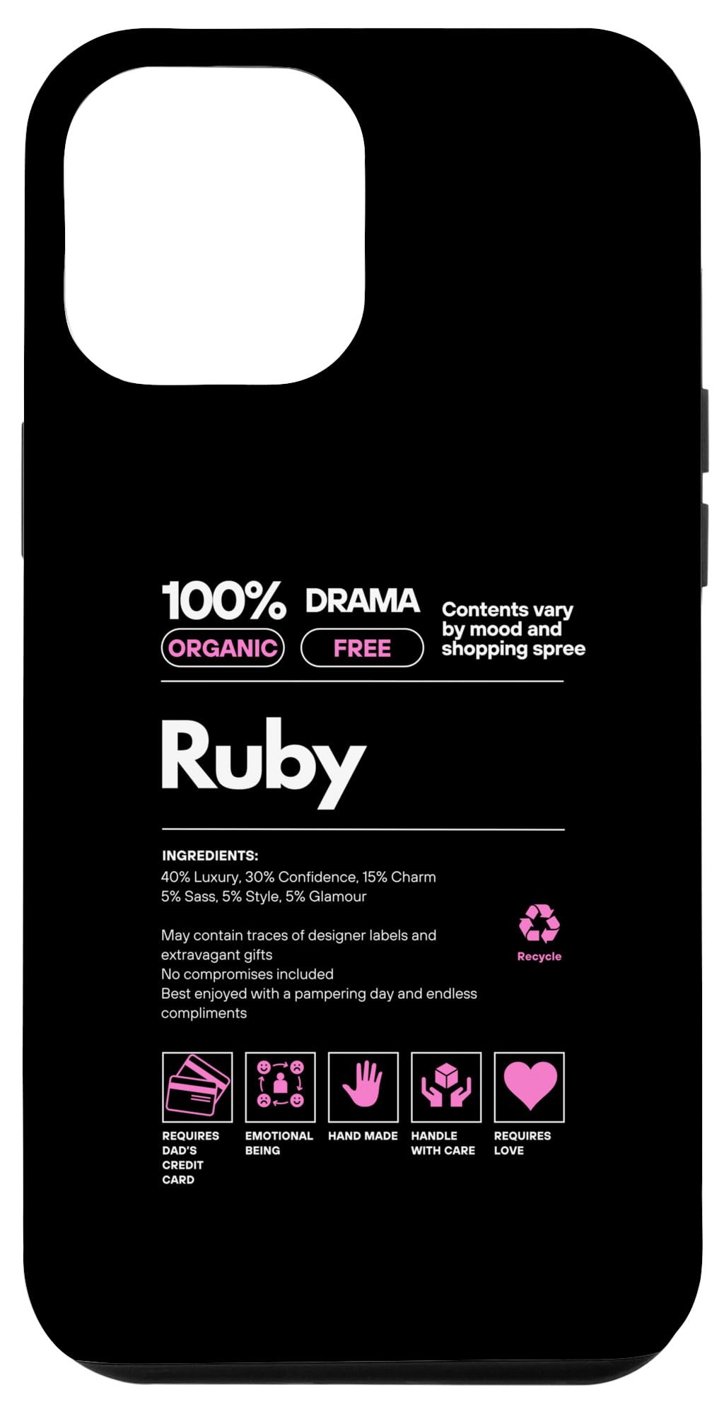 iPhone 14 Pro Max Ruby Name gift for Women Ruby Sarcastic Nutrition Facts Case
