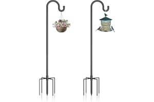 PELUOMOZ 92 Inch Shepherds Hooks for Outdoor, Heavy Duty Bird Feeder Pole for Outdoor Wind Chime Stand Garden Hook, Bird Feeder Stand Weddings Garden Decor(2 Pack)