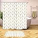 JTMall Shower Curtain with Gold Chevron, Geometric Pattern, Gold Shower Curtain Hooks/Rings, White Fabric, 72