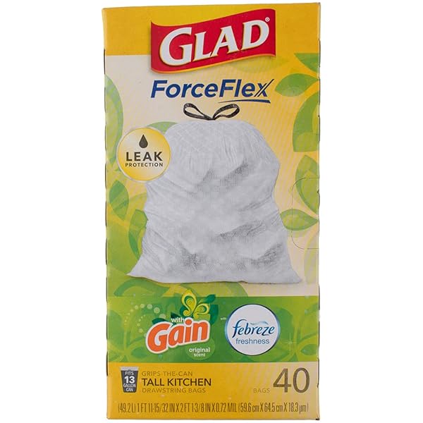 GAIN GLAD 13 GAL. TRASH BAGS DRAWSTRING 40 PK