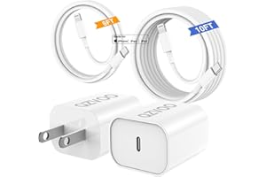 QZVOO (6ft+10ft)iPhone Charger Fast Charging, for iPhone 14 13 12 Fast Charger,20W USB C Wall Charger with Type C to Lightning Cord, iPhone Fast Charging Cable for iPhone 13/14/12 Pro Max Plus/11,iPad-2Pack