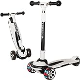 CLrkualn Kick Scooter for Kids Ages 3-12, 5 Adjustable Height Foldable Scooter with 3 LED Light Wheels, Outdoor Activities for Toddlers Boys Girls, Max Load up to 165 lbs