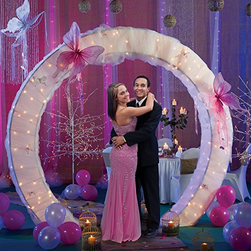 8 ft. 6 in. Black Luminescent Circle Arch Fabric Slip Standup Photo Booth Prop Background Backdrop Party Decoration Decor Scene Setter Cardboard Cutout