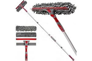 DSV Standard Squeegee Window Cleaner Tool 2-in-1 Window Squeegee for Window Cleaning, 60” Window Cleaning Squeegee Kit with Bendable Head, Window Cleaning Tool With Extension Pole for Home, Car, Glass