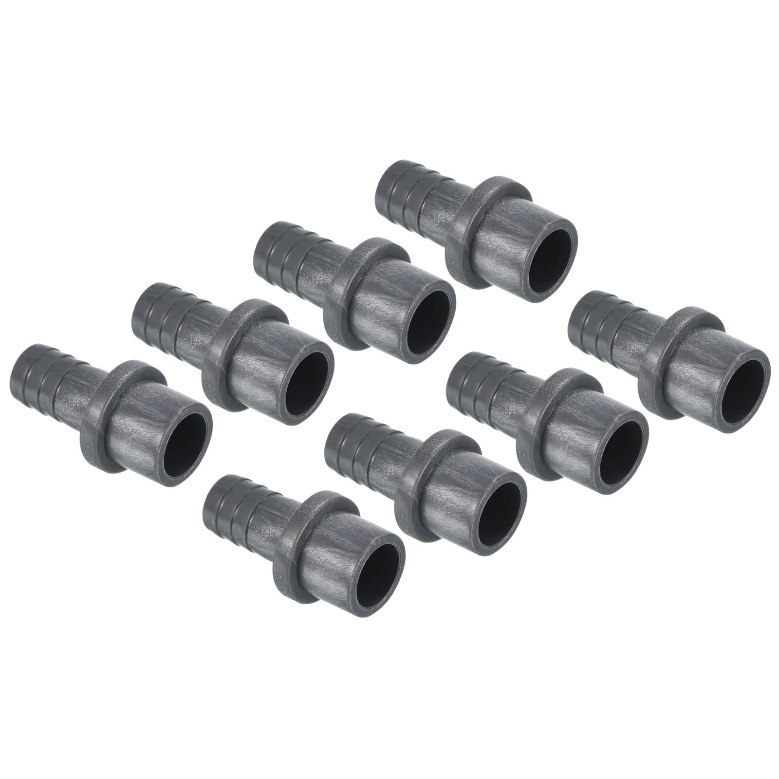 PATIKIL UPVC Reducer Pipe Fitting 20mm OD 15mm Barbed, 8 Pack Straight Coupling Adapter Connector, Grey
