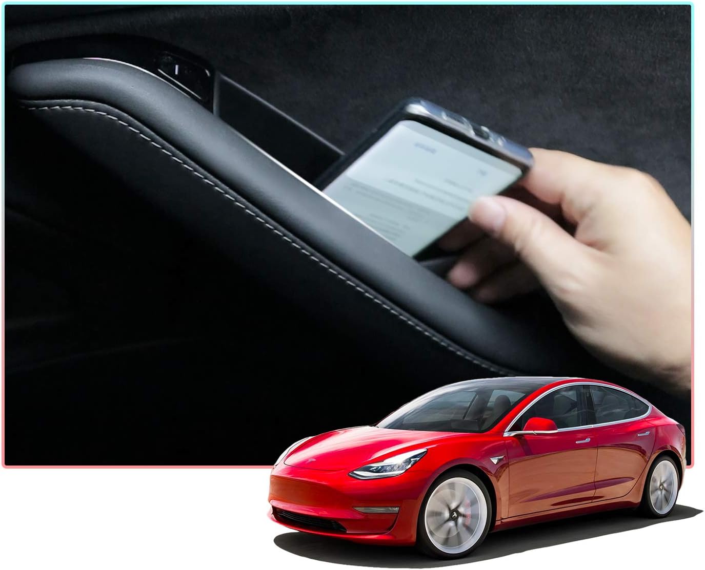 2 Pezzi Front CDEFG per Model 3 Auto Porta Maniglia Scatola di Immagazzinaggio Vassoio Portaoggetti Organizer accessori