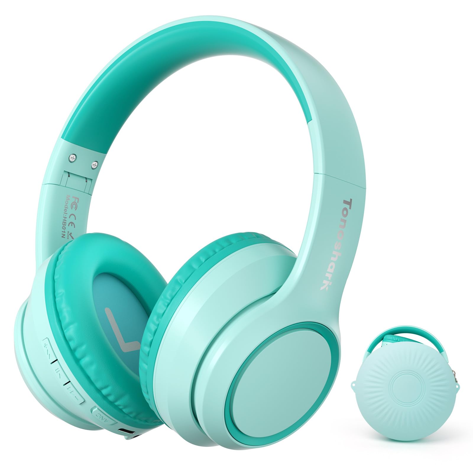 Photo 1 of TONOSHARK Kids Bluetooth Headphones with Active Noise Cancelling, Wireless Over-Ear Headphones for Boys Girls, Foldable, Adjustable,40H Playtime, Mic for School Travel (Mint Green)