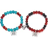 Spider Bracelets for Couple Friendship Couples Bracelets Heart Energy Stone Beaded Bracelets Pink Promise Bracelet Stretch Matching Bracelet for Halloween Party Jewelry (B)