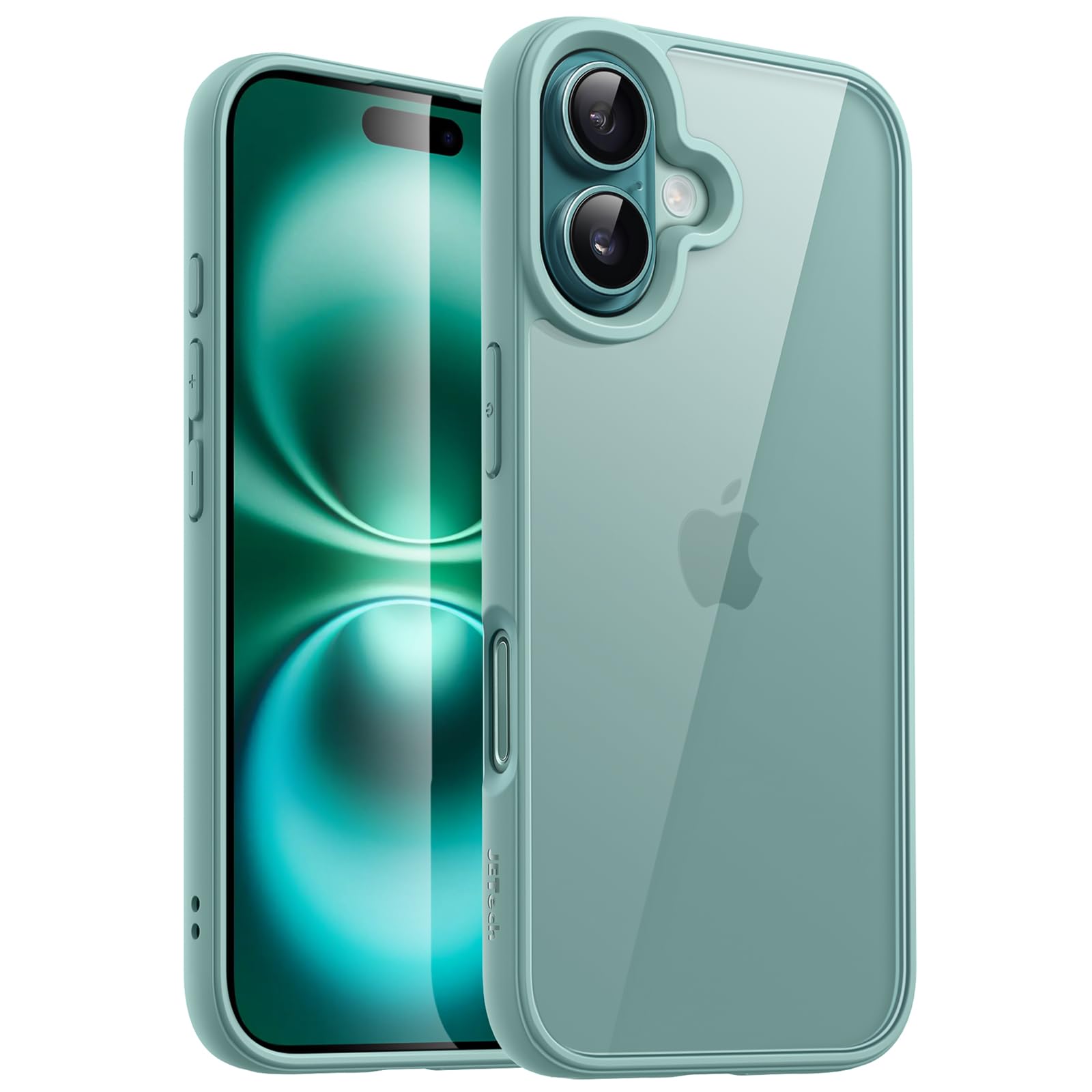 JETech Case for iPhone 16 Plus 6.7-Inch, Shockproof Phone Bumper Cover, Solid Color Matte TPU Frame, Anti-Scratch Clear Back (Teal)