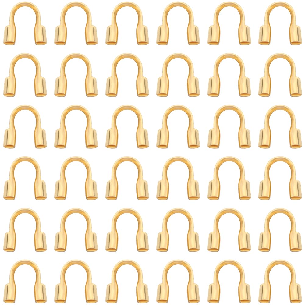 SOFPLATE 1 Box 1200Pcs Wire Guardians Gold Wire Guard Thread Protector Loop U Shape Protective Tube Brass Wires Cable Guardian for Earring Bracelet Necklace jewellery Making Supplies DIY Beading Craft