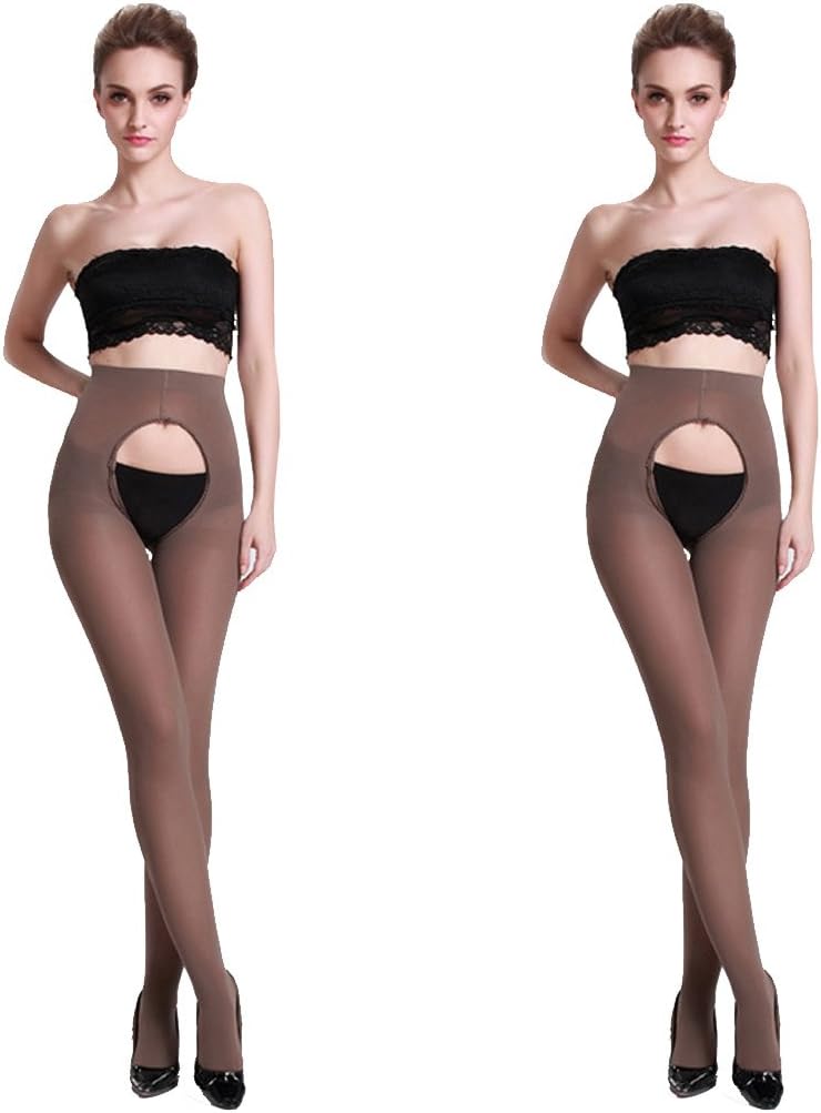Lang Sha Women's 120 Denier Tights Velvet Opaque Open Crotch Pantyhose