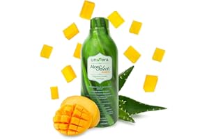 Univera Aloe Vera Juice, Preminum Organic Aloe Vera, Digestive Enzymes for Gut Health, Immune Support, Prebiotic Supplement, Reduces Inflammation, Mango Flavor, 30 Day Supply (33 fl oz)