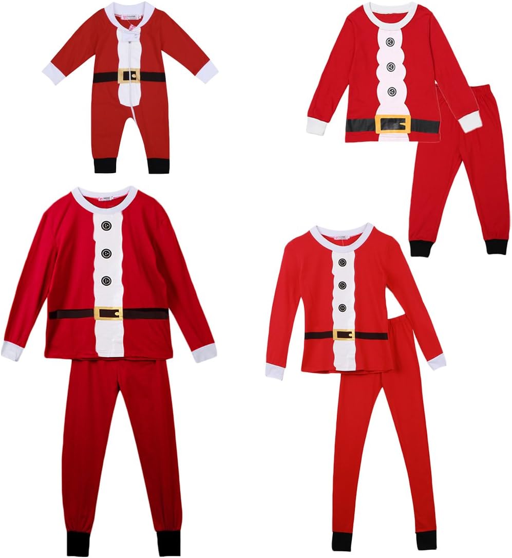 Family Matching Christmas Pajamas Set for Baby Kids Mom and Dad Belt Print Sleepwear Outfits