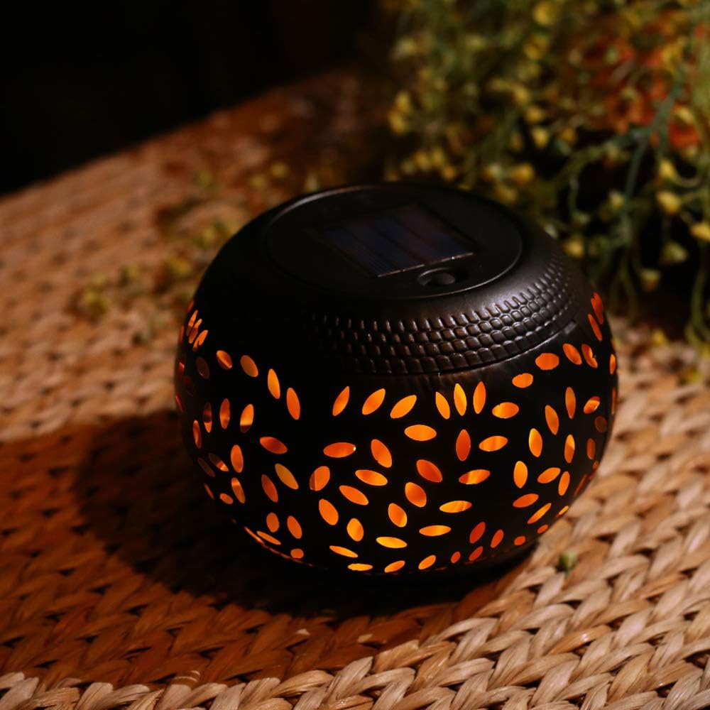 pearlstar Solar Table Lantern - Flickering Flame Outdoor Waterproof Solar LED Light，Decorative Lamp Auto On/Off Lighting Dusk to Dawn for Desk Patio: Home Improvement