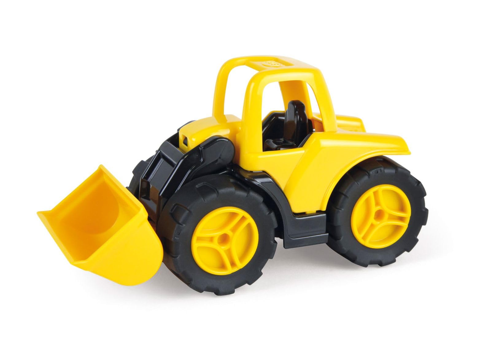 Lena 1262 Workies Shovel Loader 14 cm, Toy Vehicle Made of ABS Plastic, Wheel Loader with Movable Shovel, Rubber Tyres, Steel Axles, Construction Vehicle for Children from 18 Months, Loader in Yellow,
