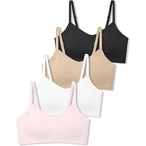 SALIA GIRL Soft Fixed Padding Training Bras for Girls 10-14, Seamless-Look | Seamless Cami Sports Bras for Teens, Adjustable