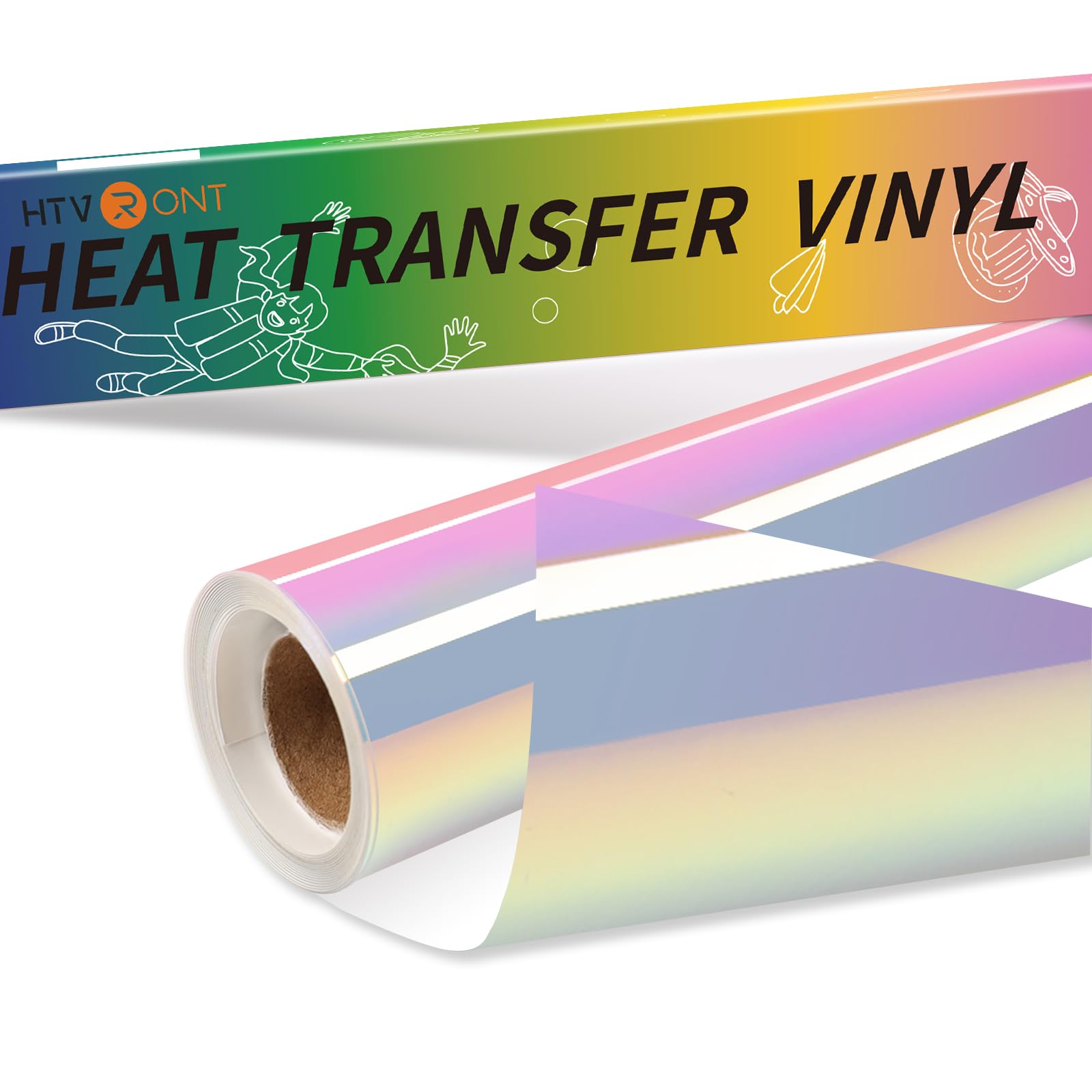 Photo 1 of **DIFFERENT COLOR**
HTVRONT Holographic Heat Transfer Vinyl- 12" x 6ft Holographic HTV for Shirts, Hats, Holographic Iron on Vinyl Compatible with Cricut Cutting Machine & Cameo Matellic Sheen Easy to Cut & Weed (White)