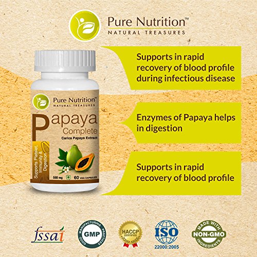 Pure Nutrition Papaya Complete 60 Veg Capsules (Supports Platelet