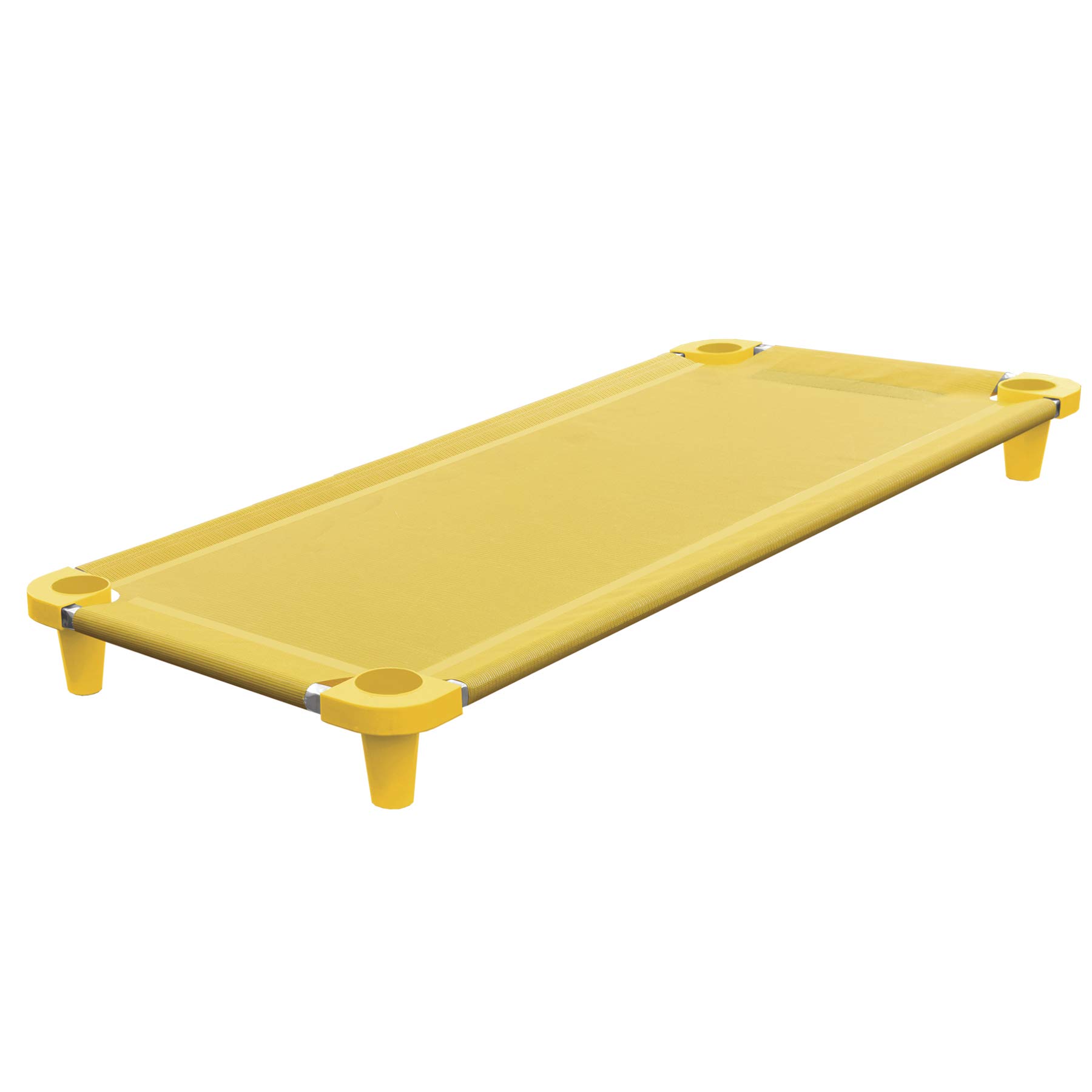 Acrimet Nap Cot for Kids, Portable Toddler Child Bed, Stackable, 133 X 54cm (Stainless Steel Tubes) (Yellow Breathable Mesh Fabric - Yellow Feet) (1 Pack)