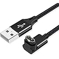 AGVEE 2 Pack 3.3ft Angled 90 Degree Braided Charger Cable Charing Cord for Garmin Watch Fenix 5 6 7 8 E, Vivoactive, Instinct, Venu, Tactix, Forerunner, Approach, D2, Venu, Vivomove, Quatix, Black