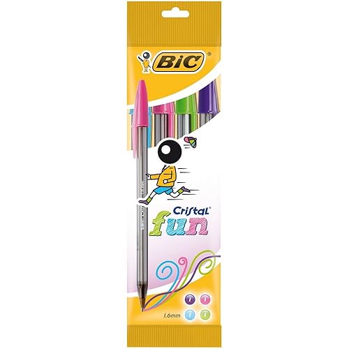 BIC Cristal Multicolour Ballpoint Pens Assorted Colours 8 Pack Amazon