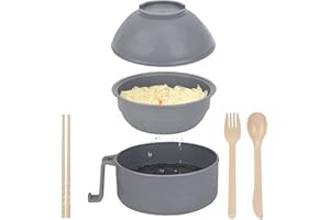 RORBAM Microwave Ramen Cooker,Ramen Bowl With Chopsticks and Spoon,Rapid and Quick Ramen Cooker With Handles, Dishwasher-Safe