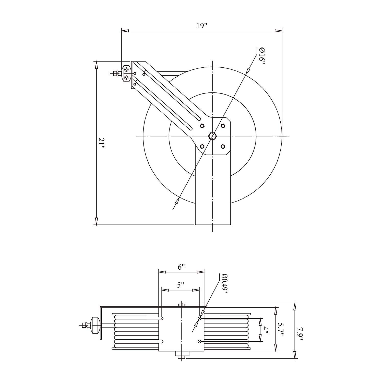 ReelWorks Air Hose Reel 3/8" Inch x 50' Foot Max 300PSI Steel Construction Industrial SBR Rubber Hose: Industrial & Scientific
