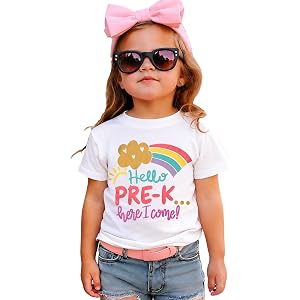 GLIGLITTR Pre-K Here I Come Preschool Shirt for Girls First Day of Prek School Tshirt Cute Rainbow Outfits Back to School Tee