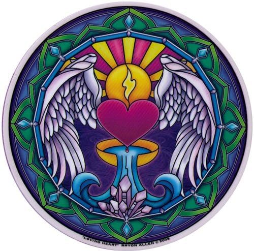 Mandala Arts Loving Heart – Spiritual Window Sticker/Decal Circular 4.5” Translucent