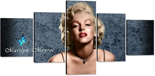 Amazon Com Vintage Marilyn Monroe Canvas Wall Art 5 Panels Red