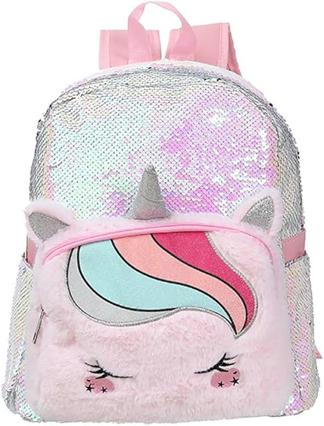Amazon Co Jp ユニコーンスパンコールバックパック キッズとティーンズ ピンクためのかわいいユニコーン子供のバックパック漫画のマルチポケット リュックぬいぐるみガールリュック Lsmaa Color Pink ホーム キッチン