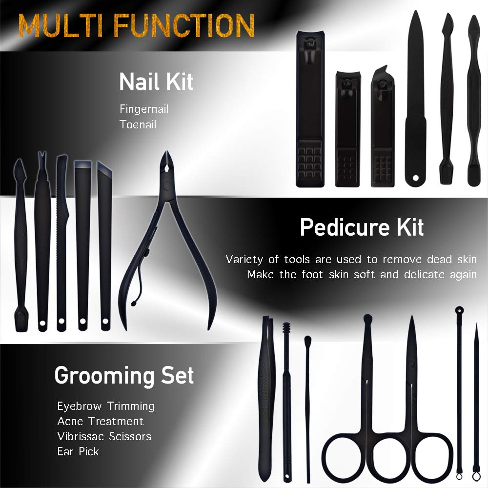 Sugolor Manicure Set, Nail Clippers Pedicure Kit, 18Pcs Stainless Steel Professional Grooming Set for Men and Women (Keep Clean & Healthy) : Beauty