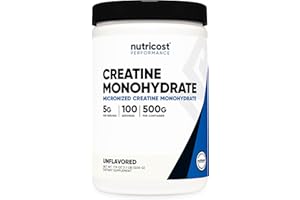 Nutricost Creatine Monohydrate Micronized Powder 500G, 5000mg Per Serv (5g) - Micronized Creatine Monohydrate, 100 Servings, 