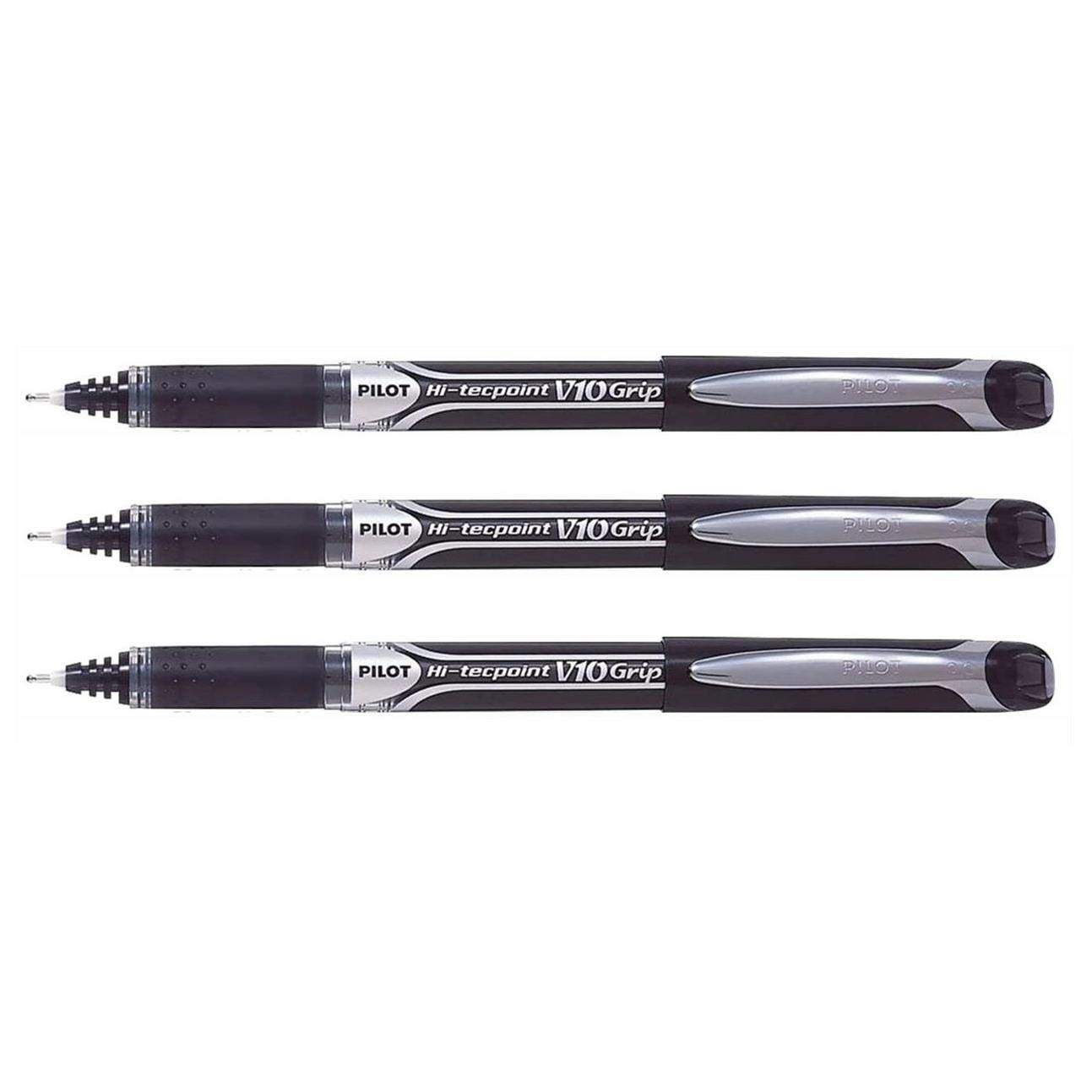 Pilot V10 Grip Hi-tecpoint Liquid Ink Rollerball Pen 1.0 mm Tip Set of 3 - Black