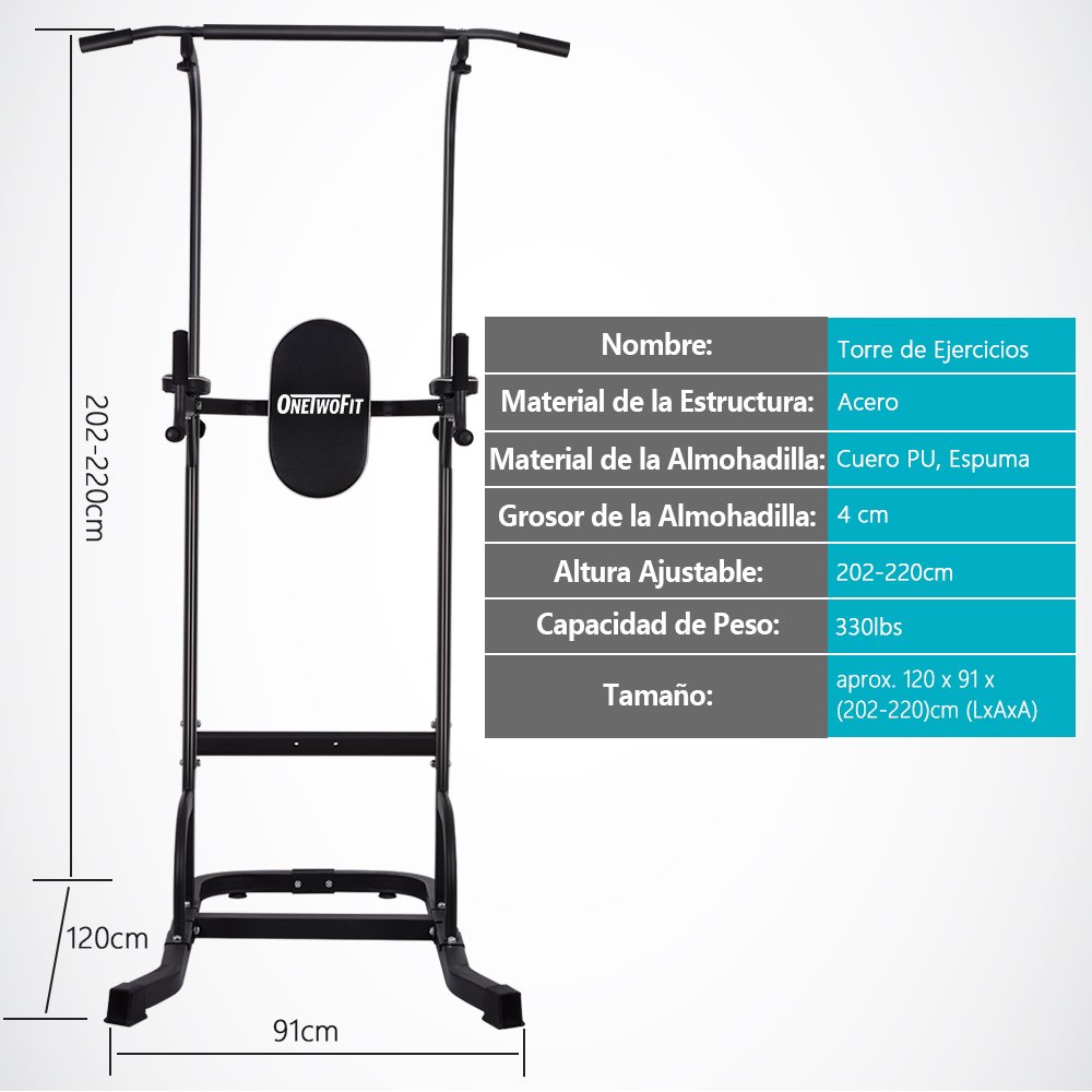 Soportes para fondos OneTwoFit Torre Multifuncional de Altura Ajustable para  Entrenamiento en Casa para Fondos en Paralelas Dominadas Flexiones OT061  Deportes y aire libre smilekare.com