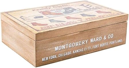 Item Caja Madera Decorada con Zapatos, Natural, 30 X 20 X 9 Cm: Amazon.es: Hogar