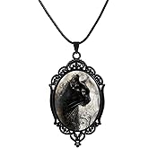 JHJEWH Goth Black Cat Cameo Necklace,Vintage Gothic Black Cat Pendant Choker Necklace,Victorian Gothic Jewelry,Halloween Witch Costume Accessories for Women,Halloween Jewelry Gifts