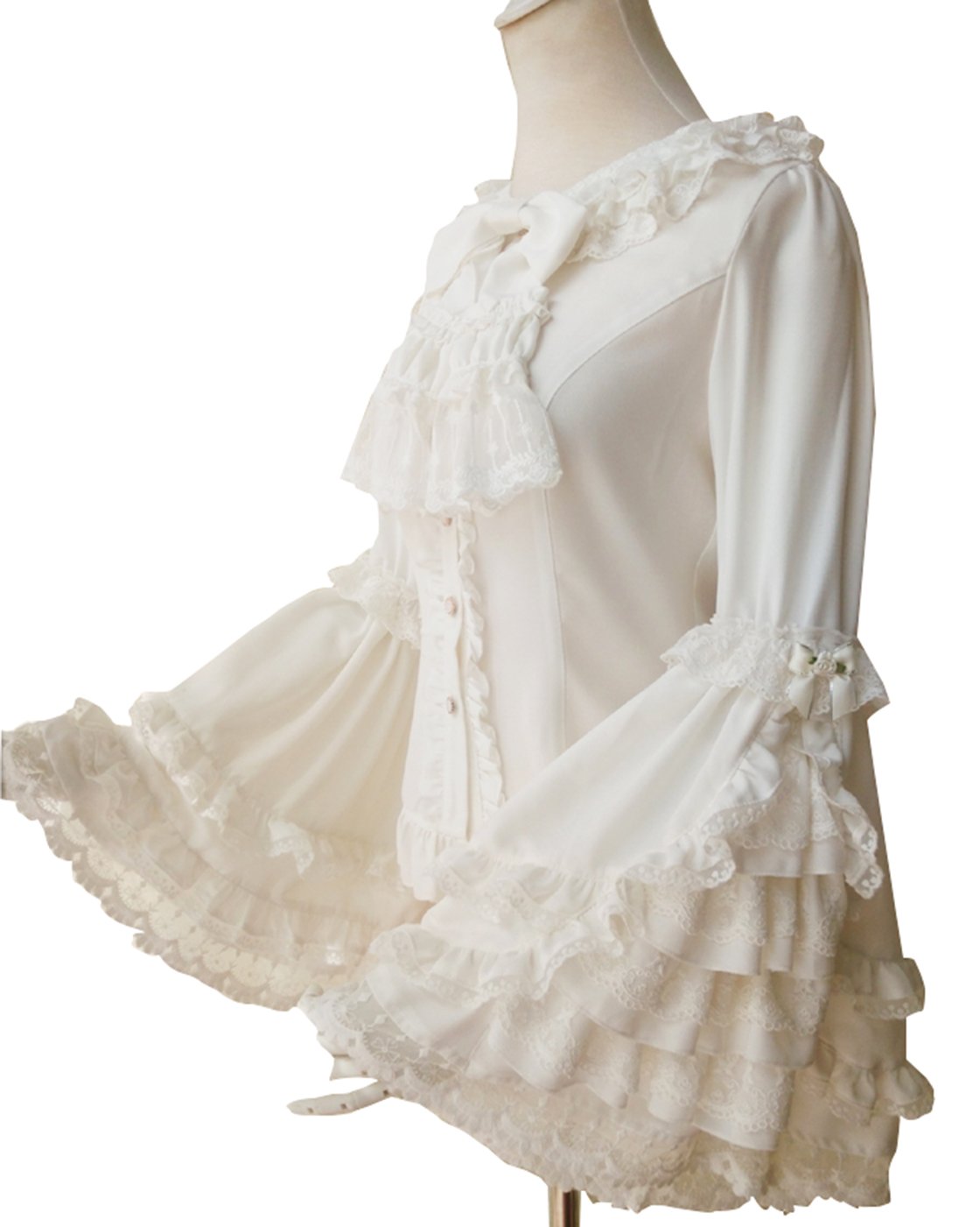丸襟 長袖 姫袖 シャツ ブラウス ロリータ Cnstone リボン B074zjf8xd Xxl Xxl シャッツ ブラウス レディース 貴族 ボリューム クラシカル ゴージャス ゴスロリ ゴシックロリータ お茶会 姫袖 フリルブラウス ロリィタブラウス 乳白色 コスチューム 品質のいい Anoual Ma
