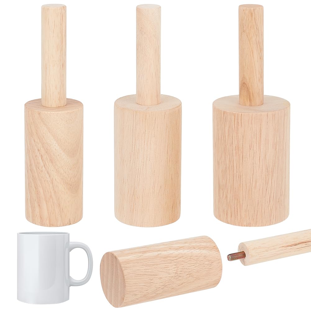 BENECREAT 3 Size Cup Pottery Molds, 6/7/8cm ID Wooden Cup Shaping Tools with Removable Handle, Pottery Set for Cup Vase Making