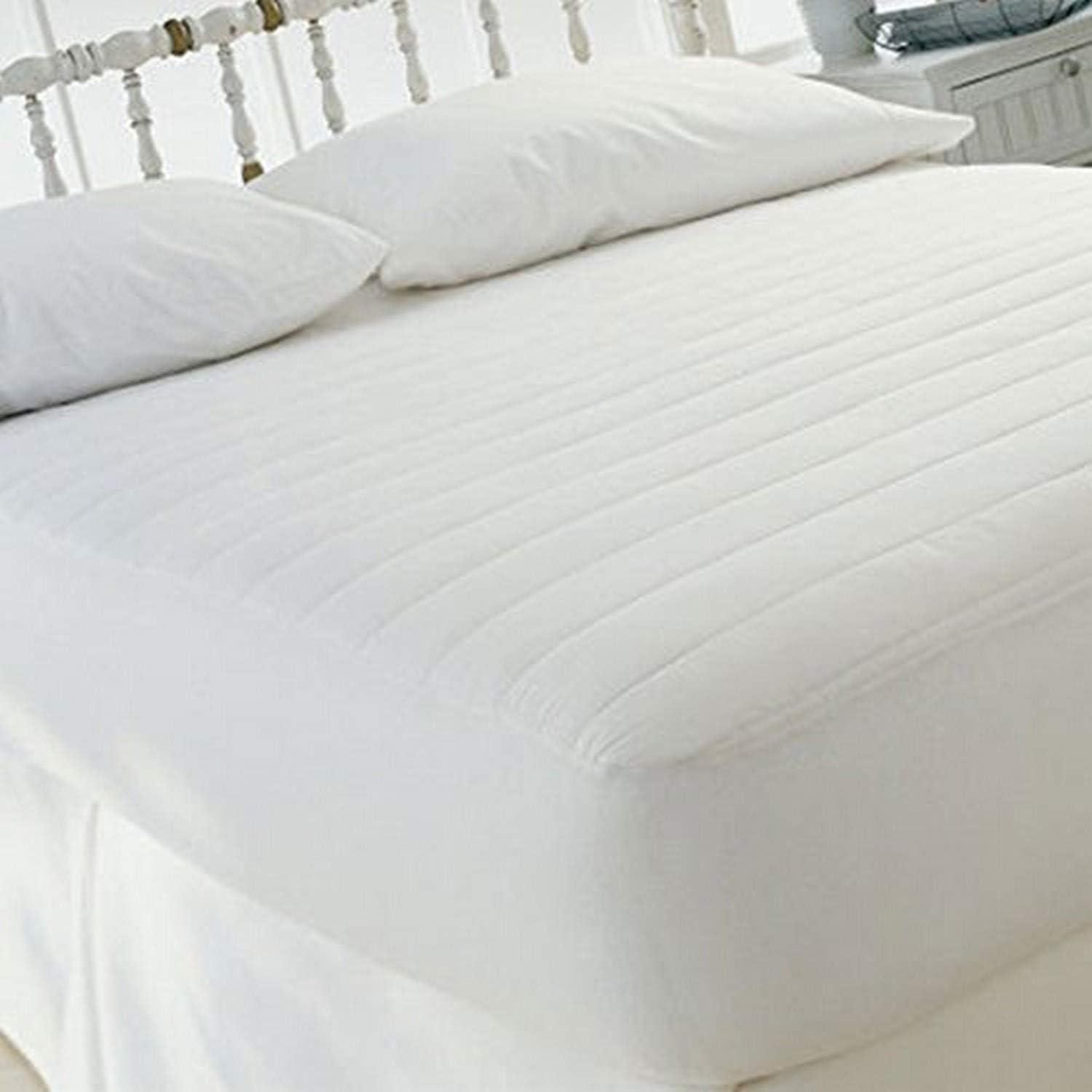 Sweet Home Collection 15" Polyester Fill Fitted Mattress Pad Skirt, Queen