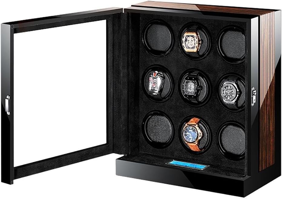 InnerTeck Wooden 9+0 Automatic Watch Winder Storage Box with LCD Touch Screen
