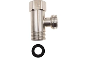 LBTODH 1/2" G 3 Way Diverter Stainless Steel T Shape Adapter Connector for Angled Valve and Bidet Sprayer Faucet (1PCS)