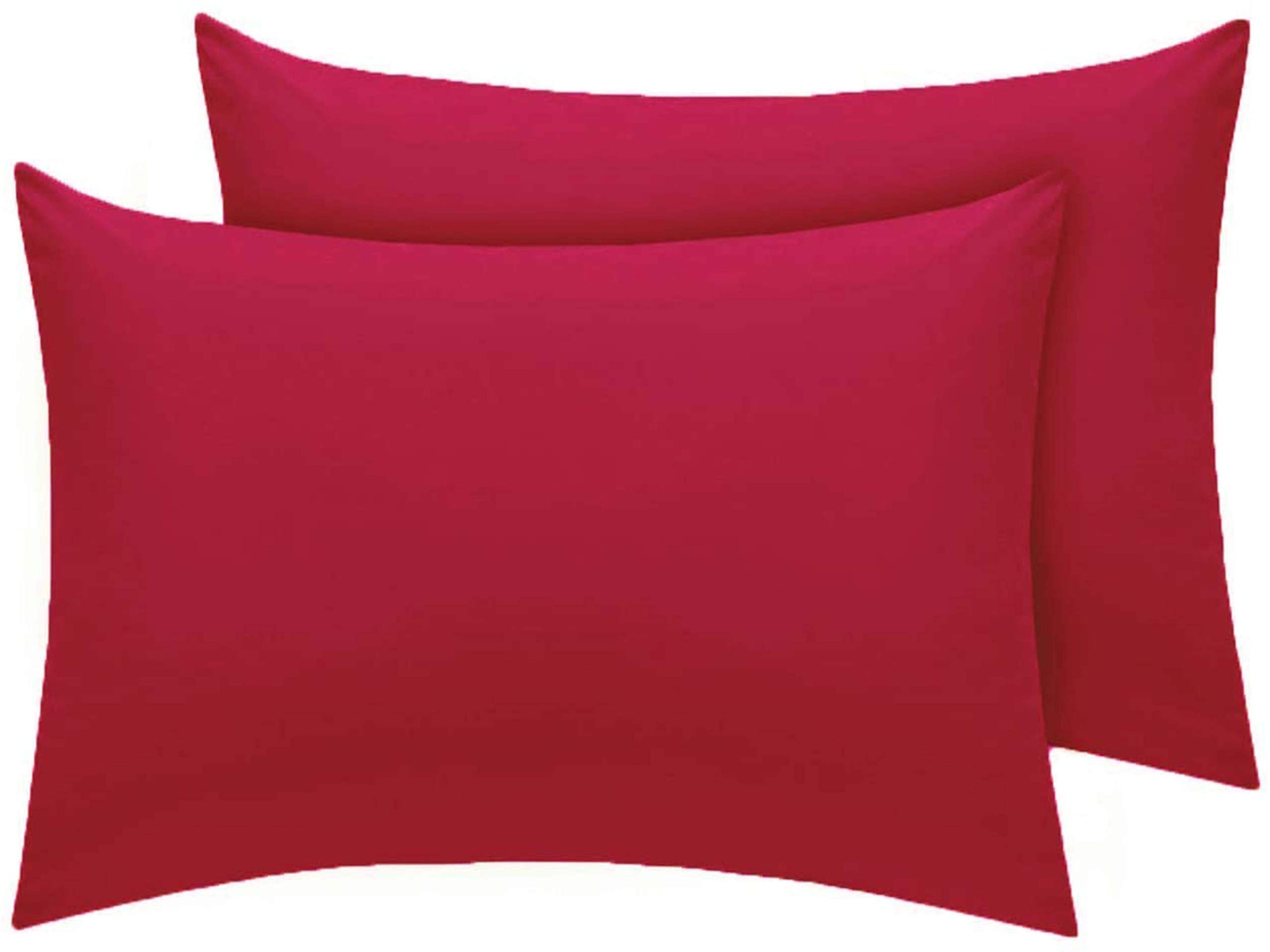 Pillow cases 2 pack Luxury 2 x Pillow Case Cases Polycotton Housewife Pillow Pair Pack Bedroom Pillow Cover (Red)