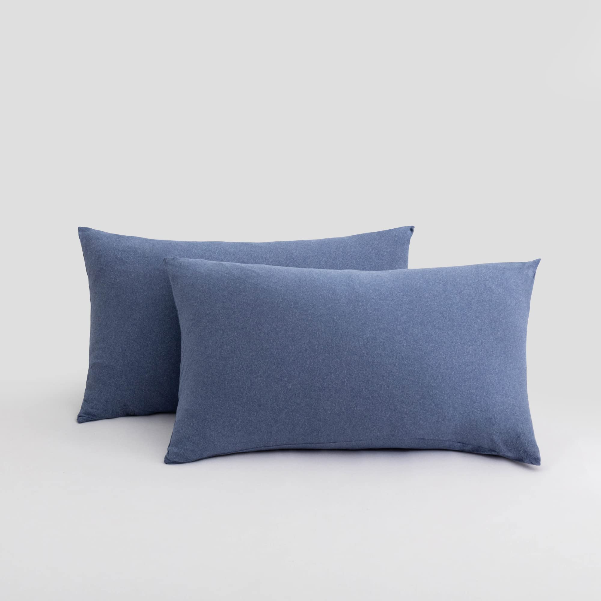 Photo 1 of 2-Pack Stretch Pillow Cases - Jersey Knit & Envelope Closure Pillowcases with Ultra Soft T-Shirt Like Polyester Blend - Suitable for Queen or Standard Size Set of 2, Heather Blue