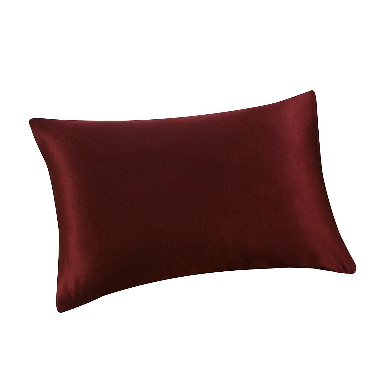 Standard Silk Pillowcase and Random Color Scrunchie Gift Set ALASKA BEAR Pillow Cases for Acne, Eyelashes & Extensions (1 Pack, Red Burgundy), Standard 20"x26"