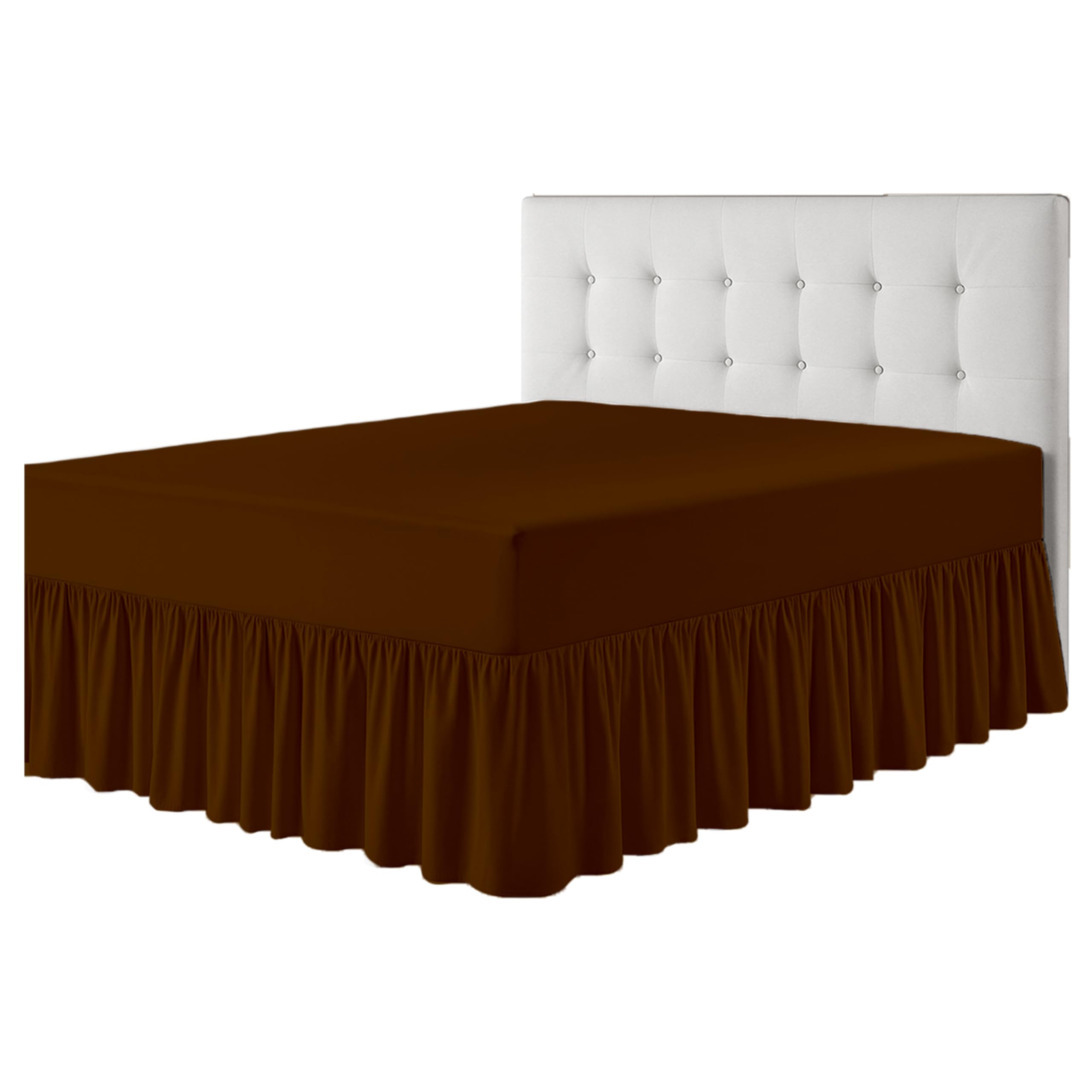 Rohi Deep Fitted Valance Sheet Double Bed - Easy Care Plain Dyed Valance Fitted Sheet with 30cm Deep Frill - Hypoallergenic - Fit over Mattress (Double, Chocolate) โ image 1